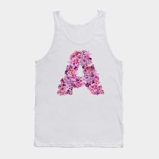 Pink Floral Letter A Tank Top